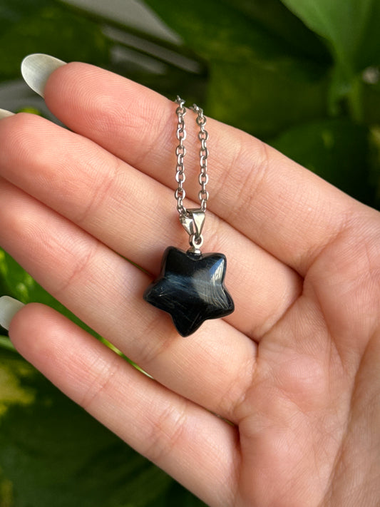 Blue Tigers Eye Star Necklace