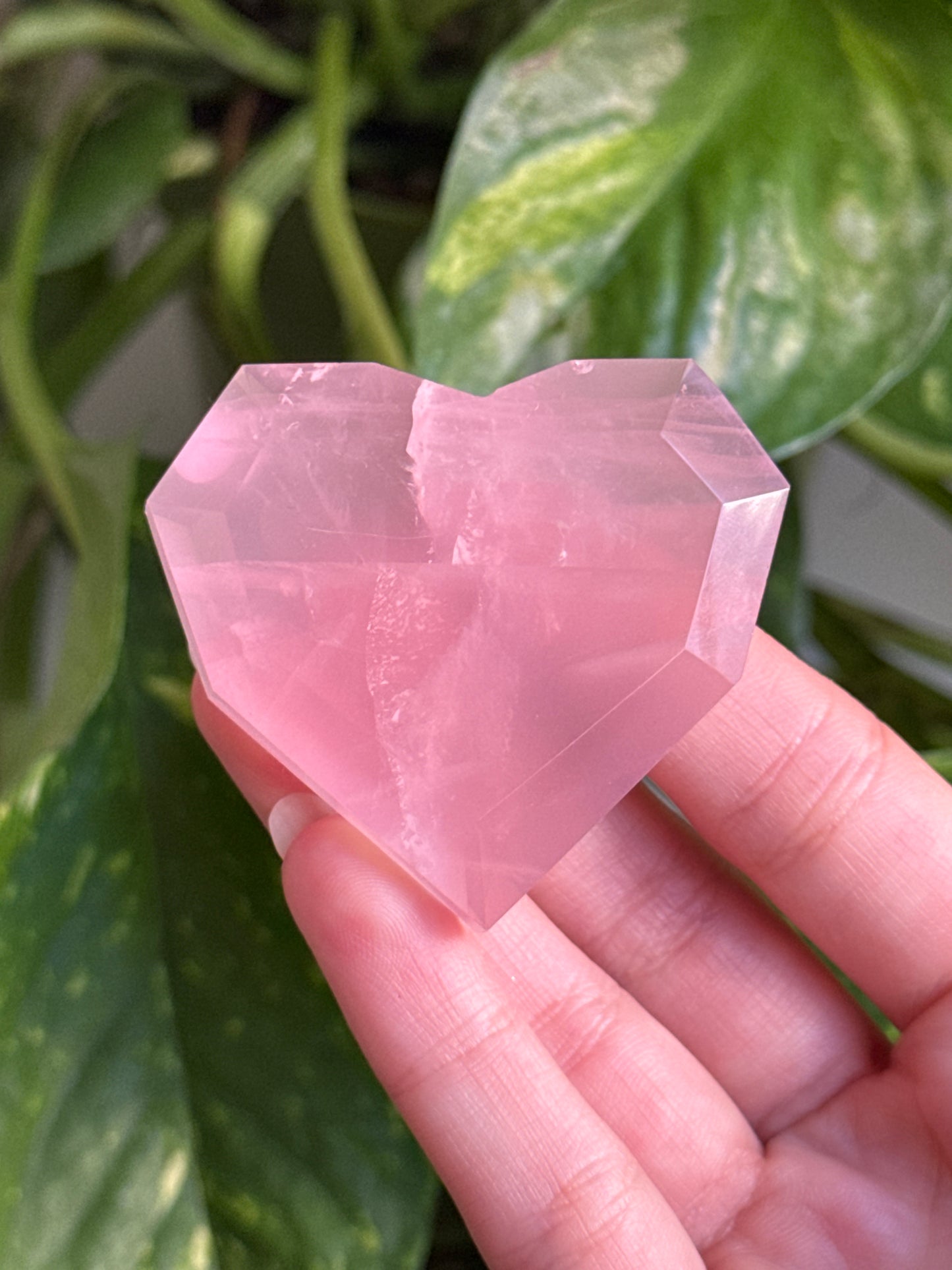 Gemmy Rose Quartz Geometric Heart