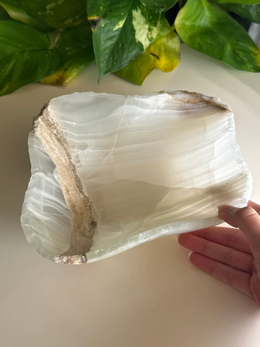 Large White Onyx Bowl A