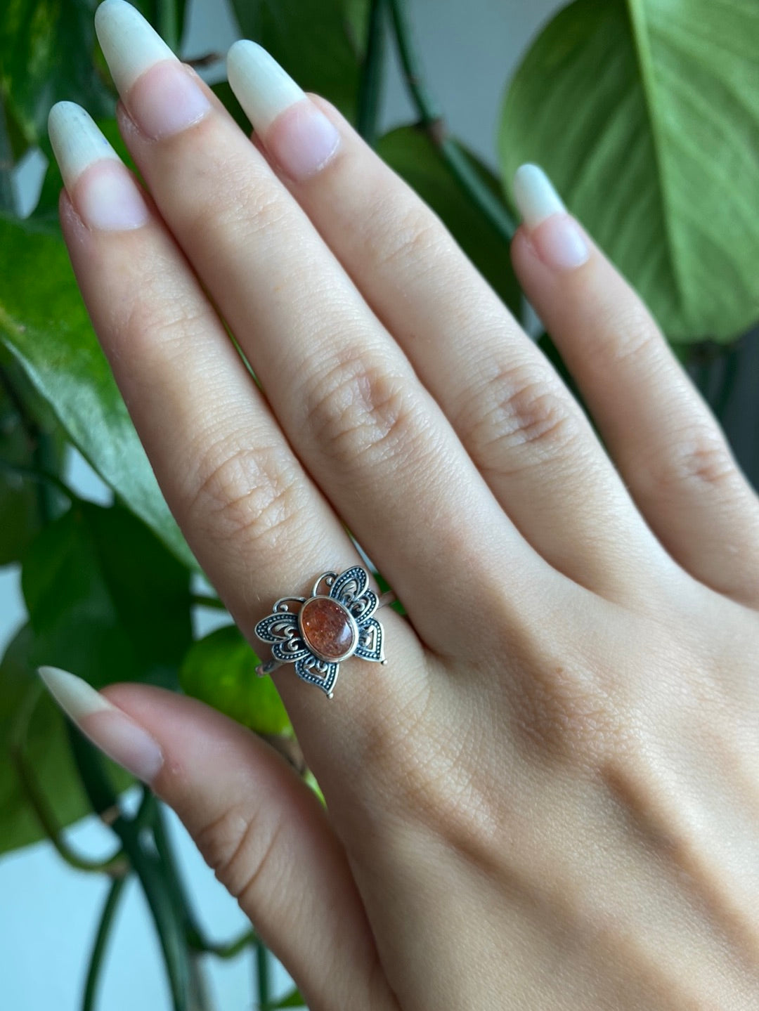 Sunstone 925 Silver Adjustable Butterfly Ring