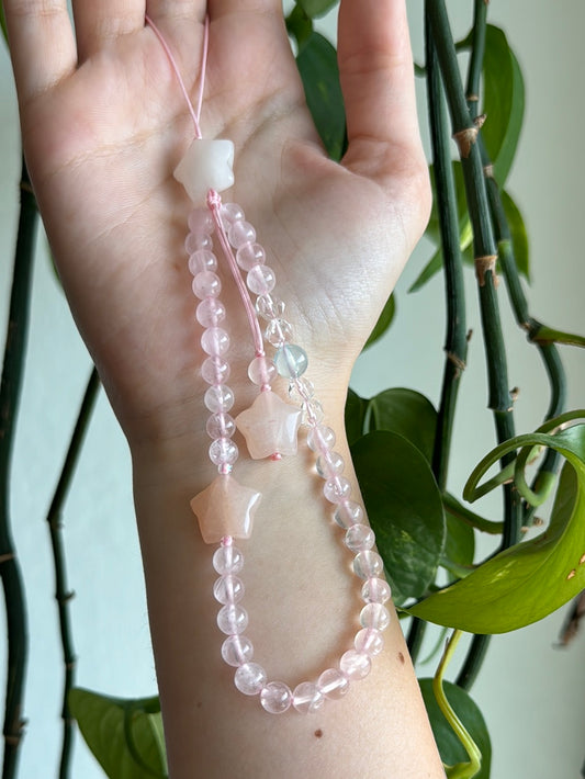 Rose Quartz & Aquamarine Hanging Charm