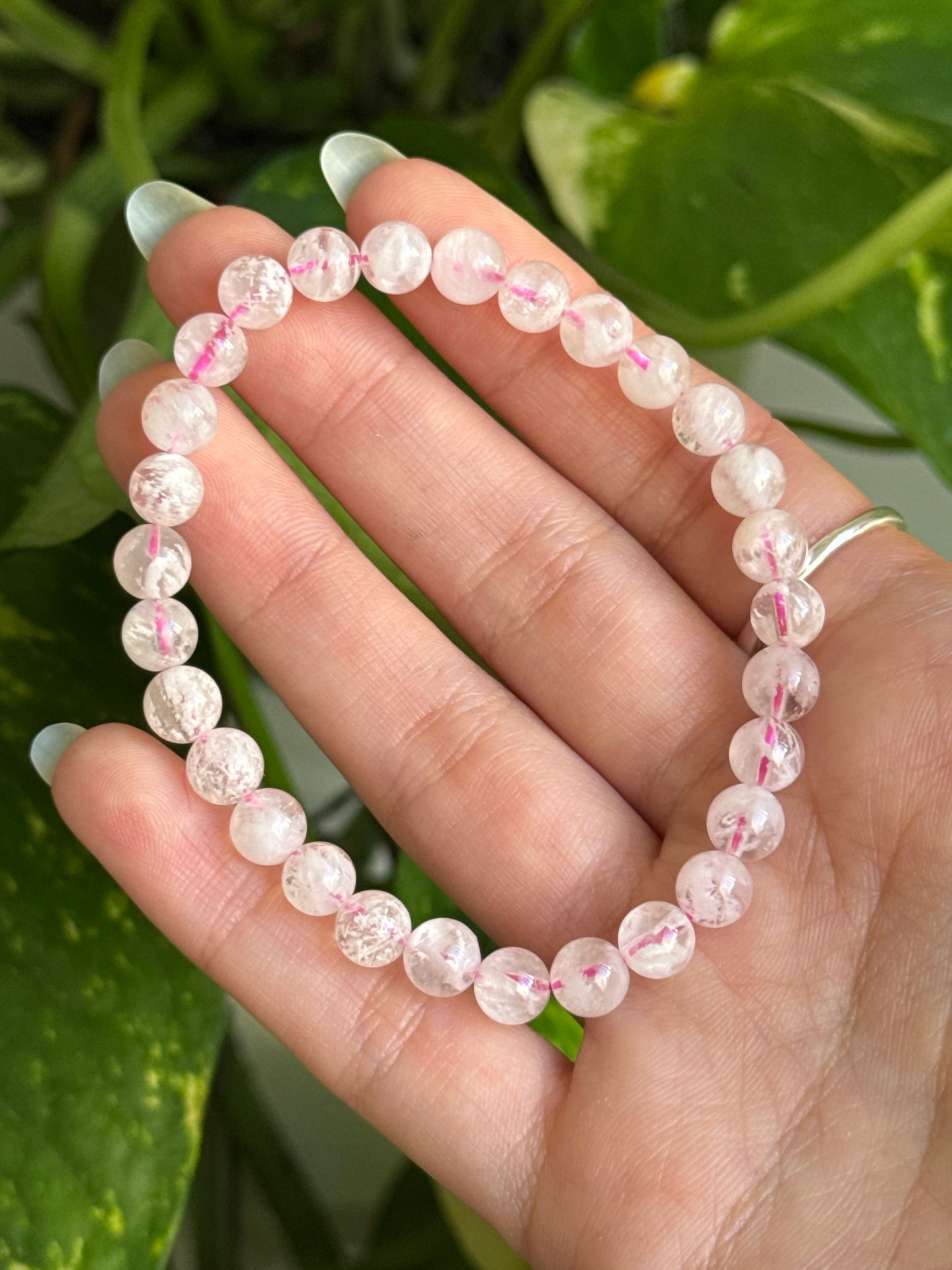 Snowflake Rose Quartz Bracelet