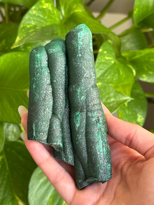Large Velvet Malachite Stalactite (Super Sparkly)