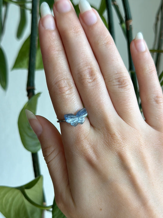 Kyanite Butterfly 925 Sterling Silver Adjustable Ring