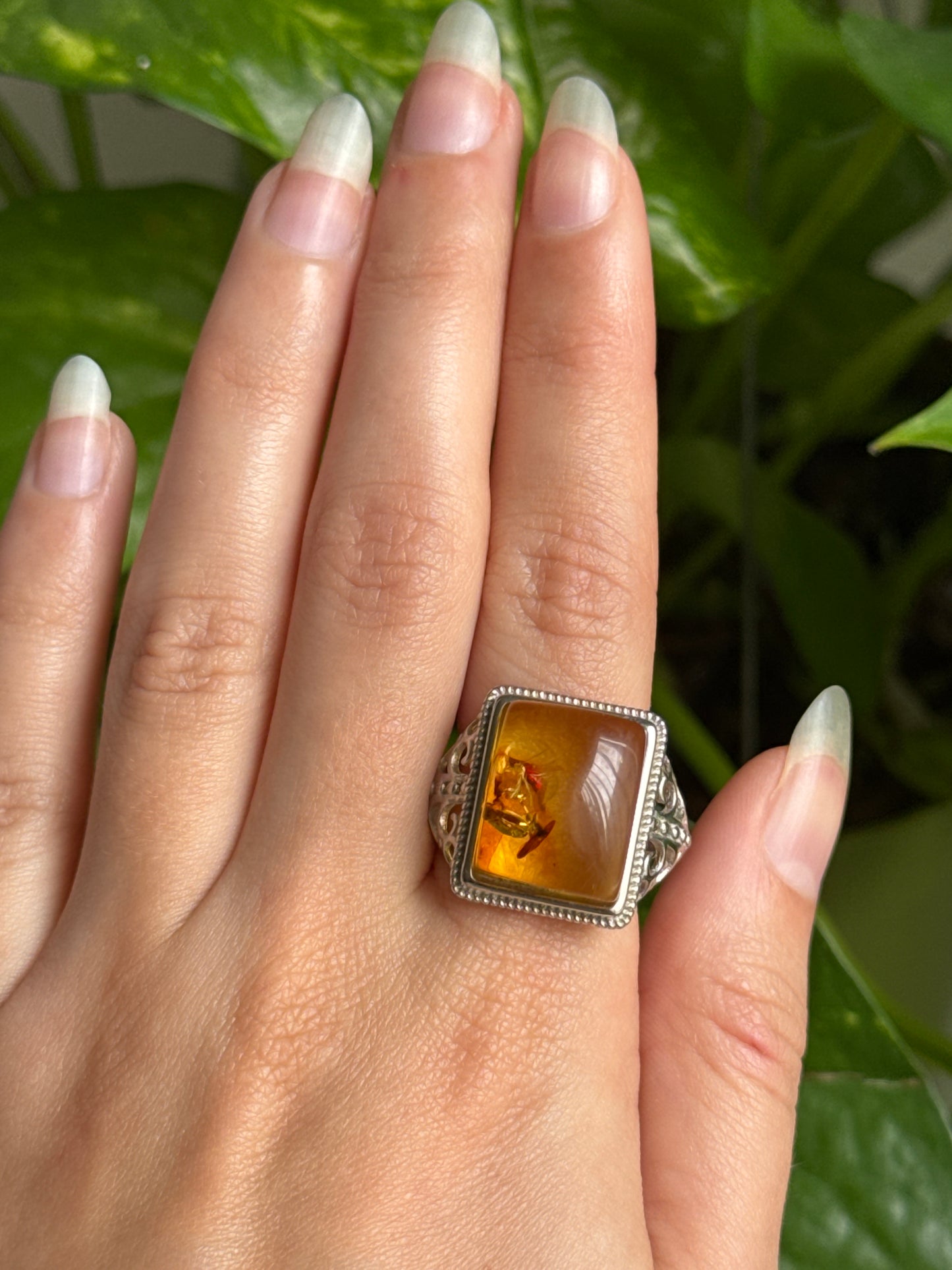 Amber Adjustable Ring