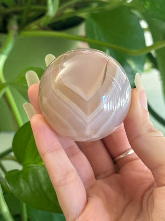 Unqiue Pastel Pink Jelly Agate Sphere