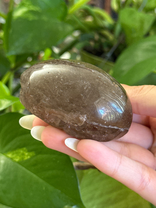Smoky Garden Quartz Rutile Lens *see vid for sparkles*