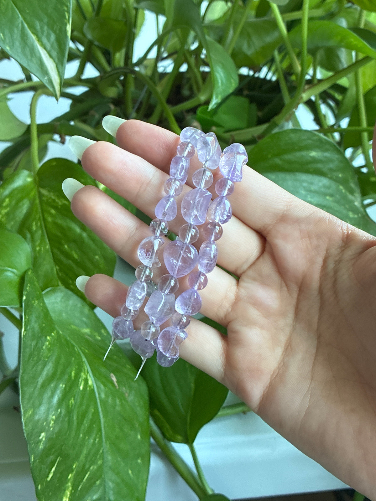 Amethyst Heart, Moon, and Star Adjustable Bracelet
