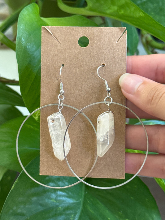 Clear Quartz Fairy Hoop Earrings