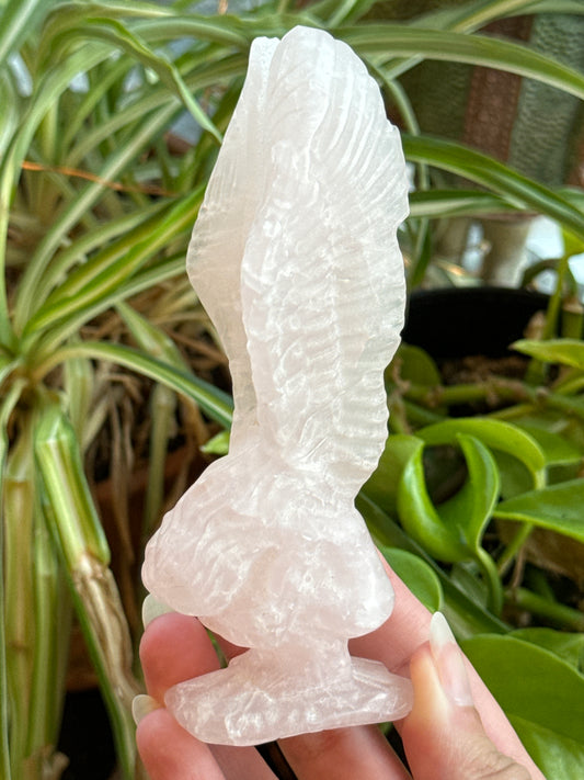 Rose Quartz Kneeling Angel/Fairy Statue