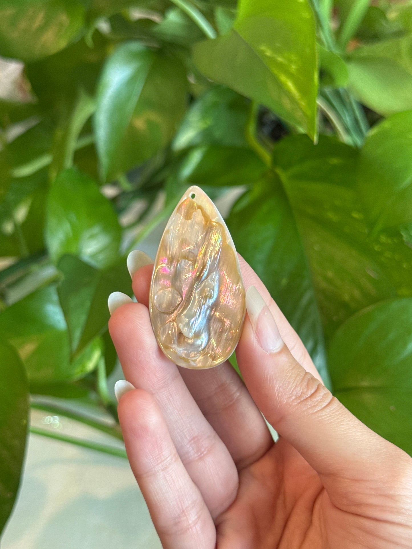 White Iridescent Abalone Shell Teardrop