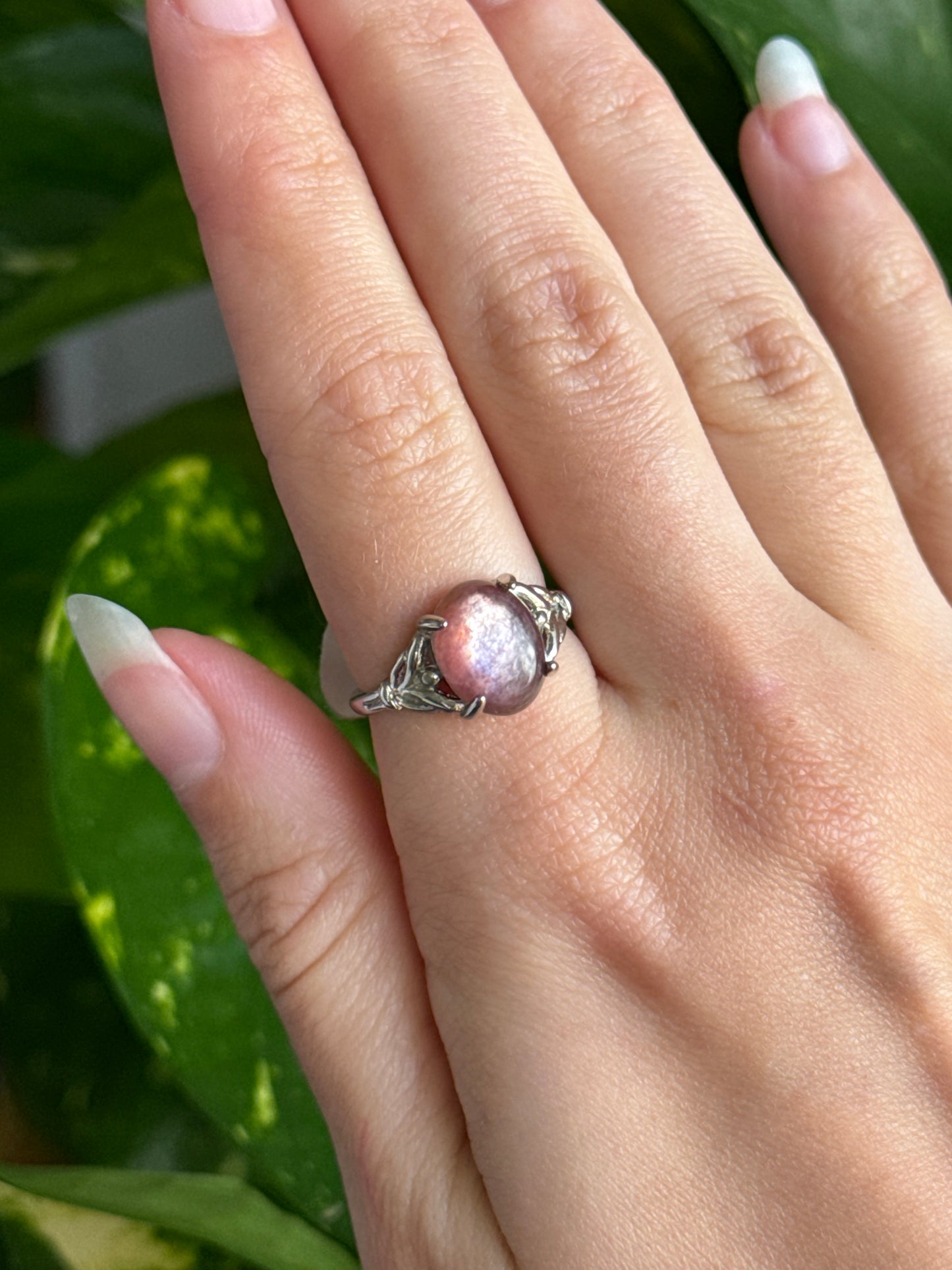 Gem Lepidolite Adjustable Ring