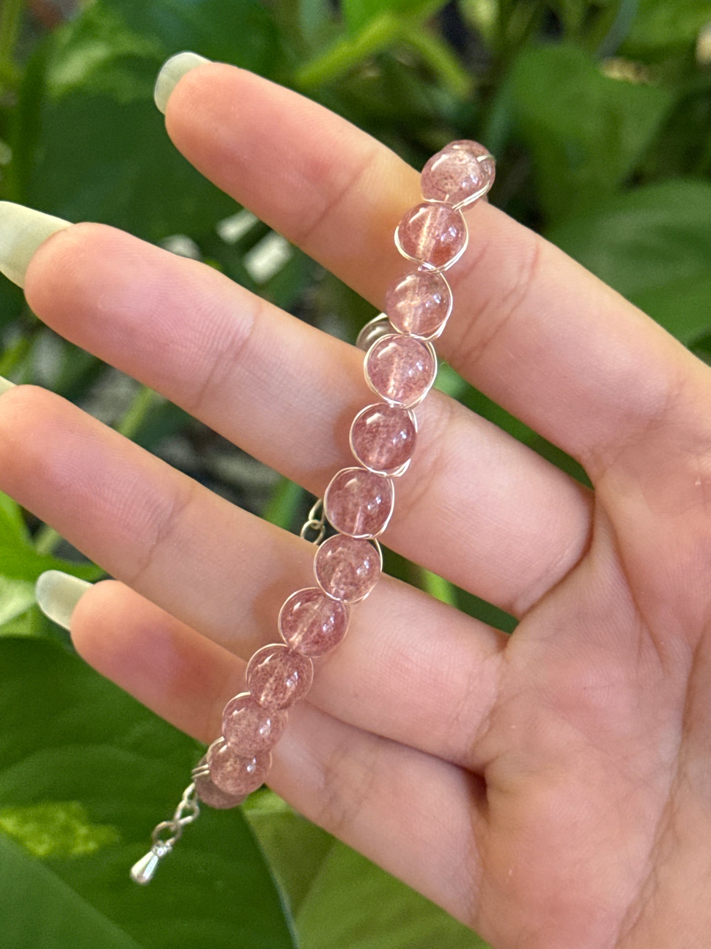 Strawberry Quartz Wire Wrap Bracelet