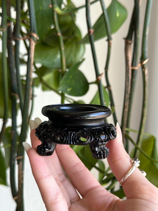 Black Wood Sphere Stand Medium