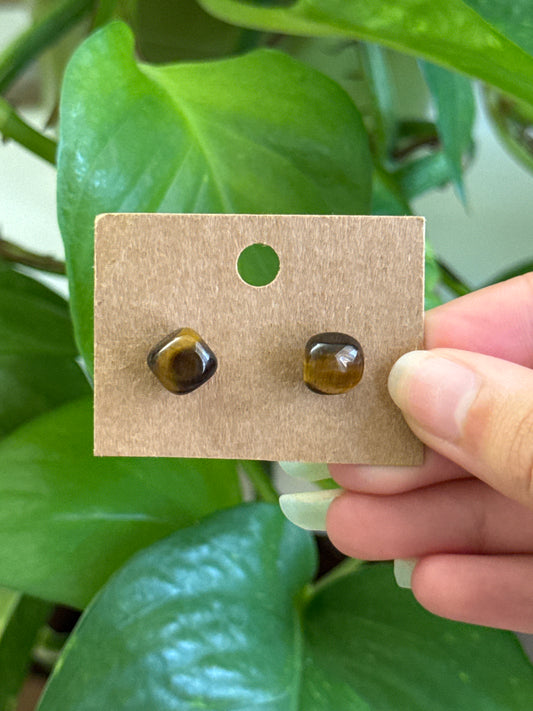 Tiger Eye Stud Earrings