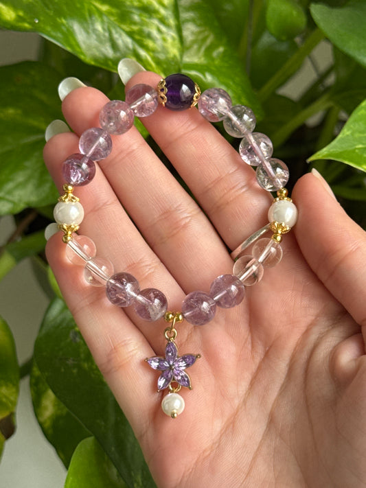 Lavender Amethyst & Clear Quartz Bracelet