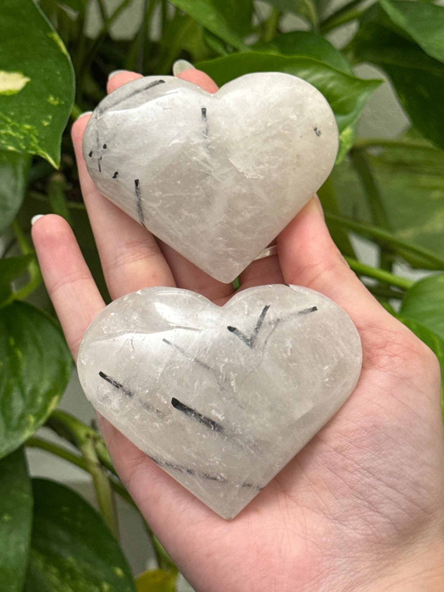 Black Tourmaline in Quartz Heart