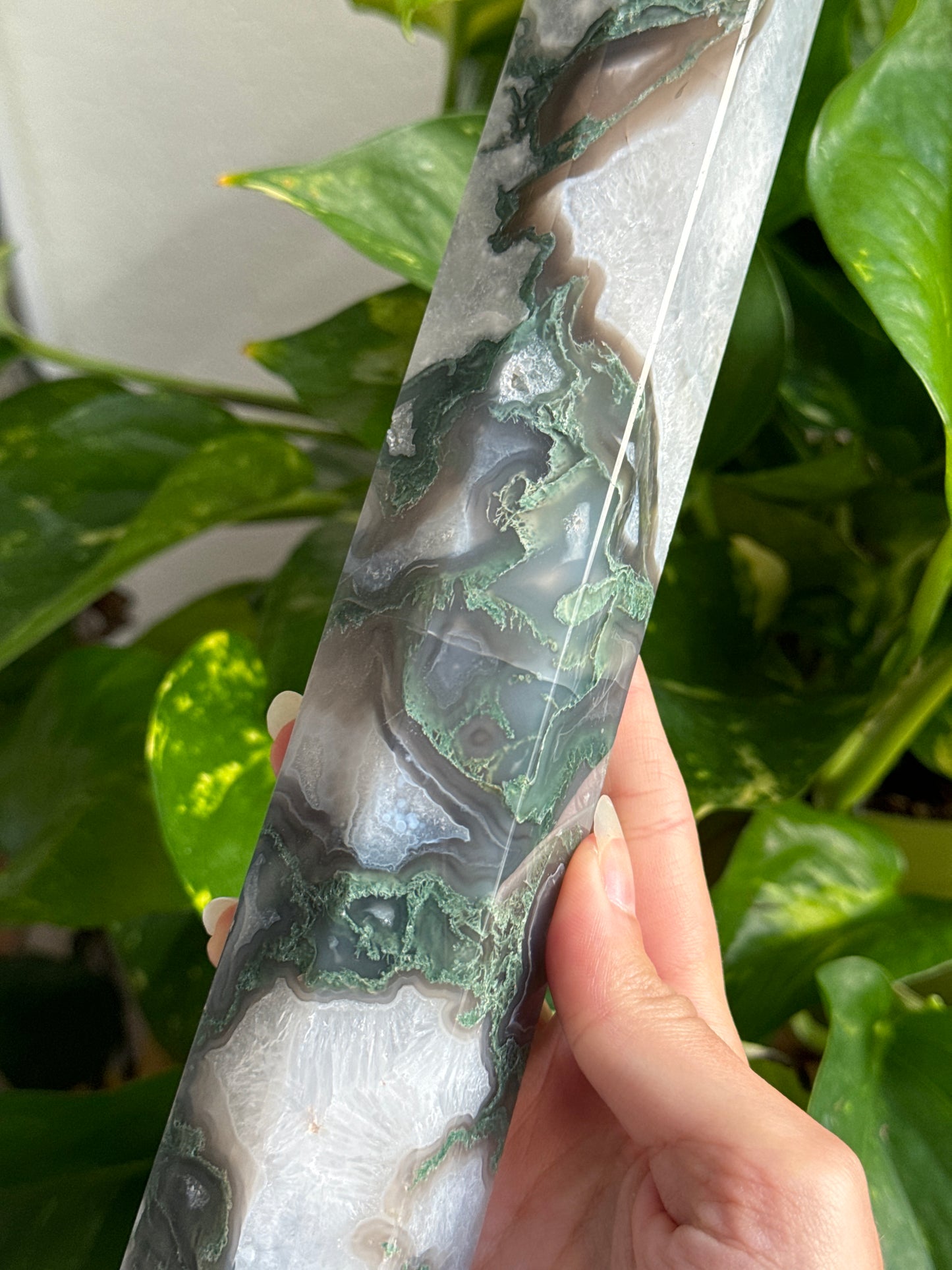 14” Druzy Moss Agate XL Tower B