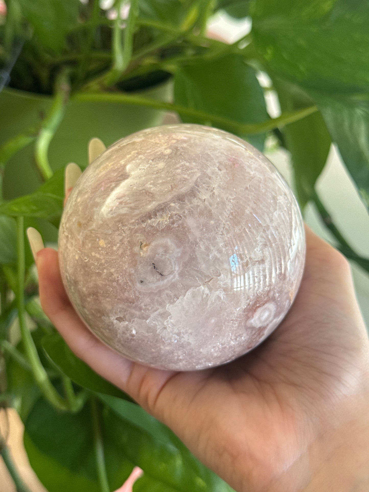 Dreamy Pastel Pink Amethyst & Flower Agate & Quartz Sphere