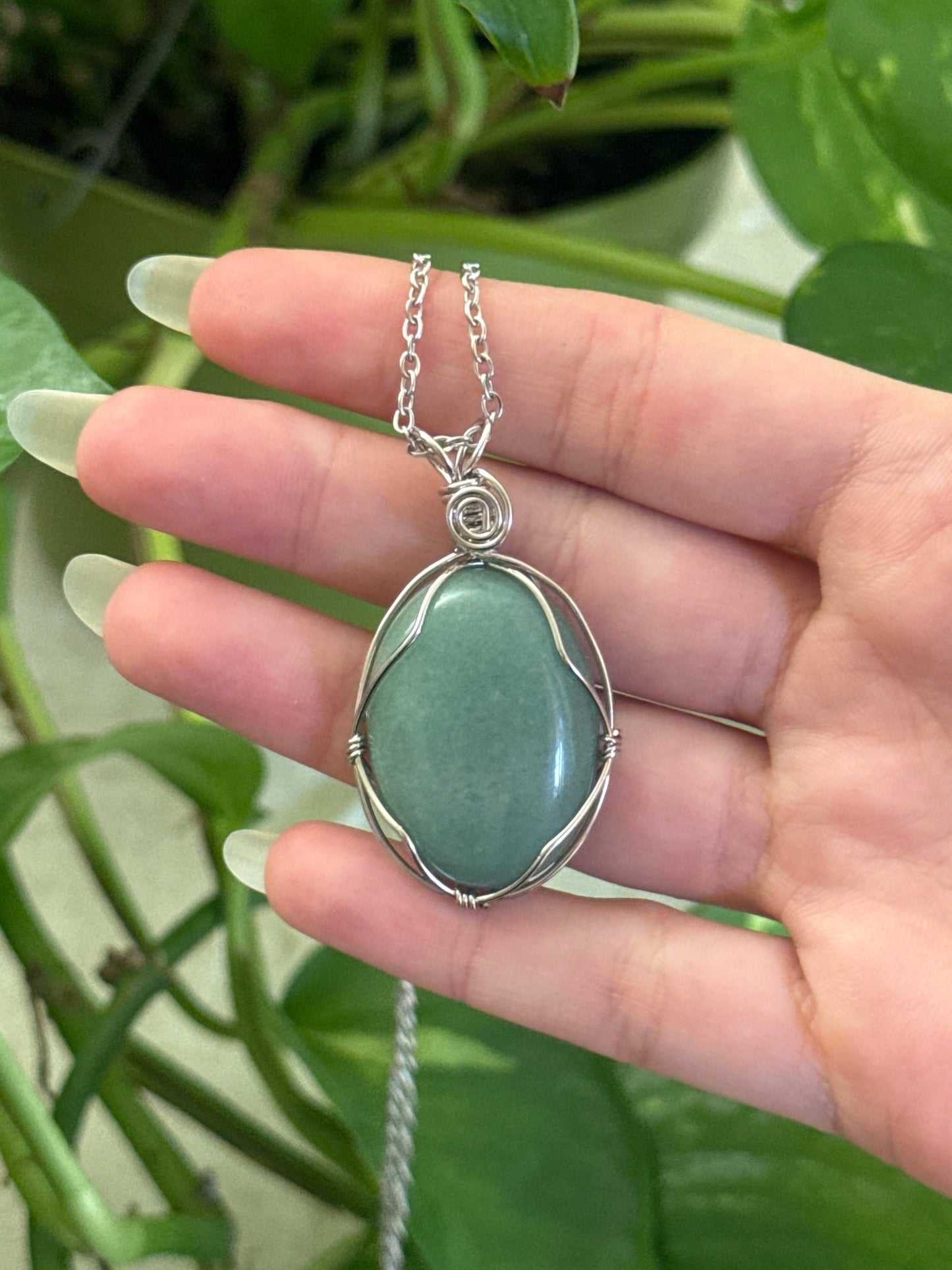 Green Aventurine Wire Wrapped Necklace