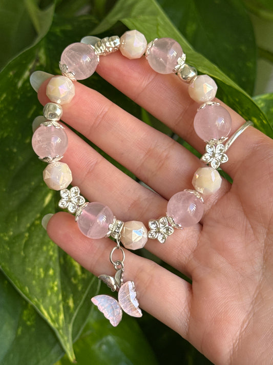 Rose Quartz Butterfly Bracelet