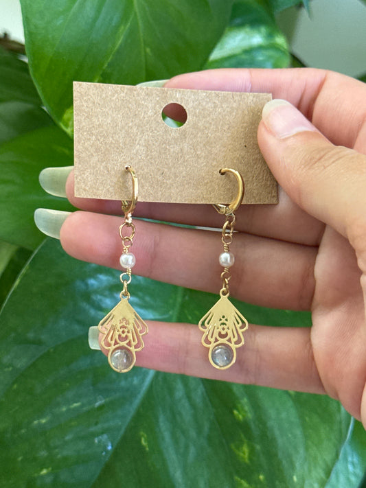 Labradorite Pearl Earrings