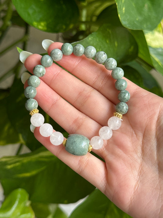 Light Jade & Quartz Bracelet