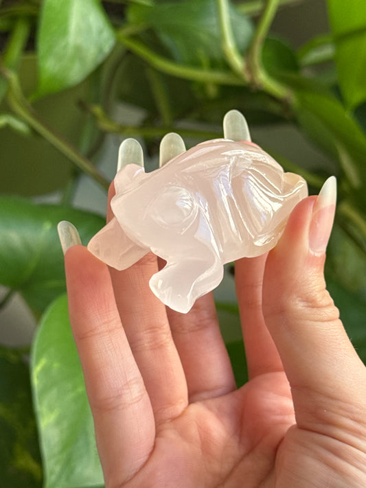 Pink Mangano Calcite Frog