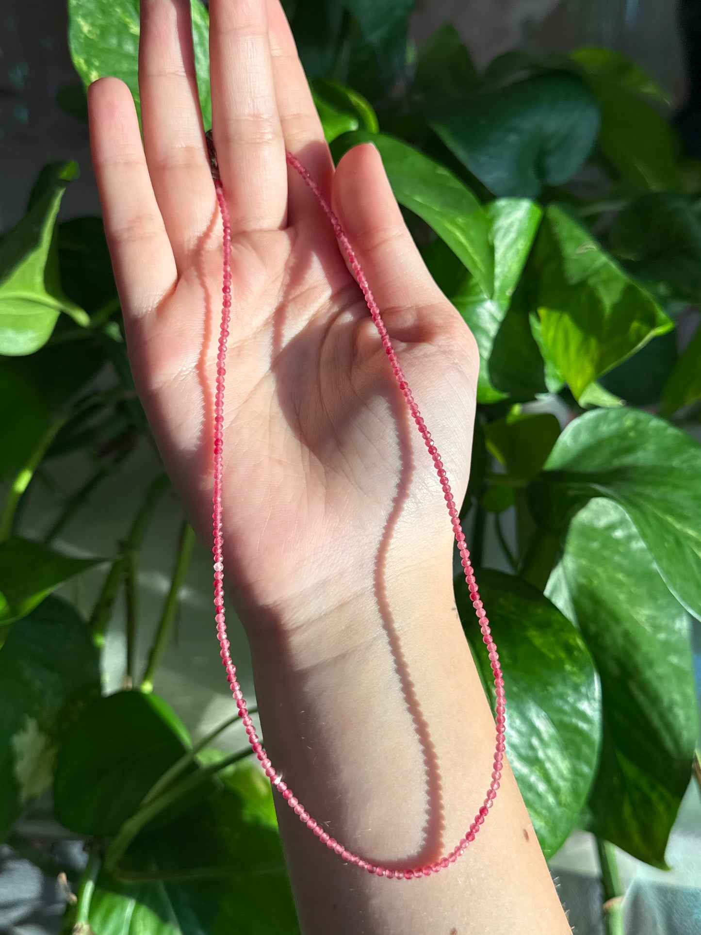 Ruby Dainty Faceted Beaded Adjustable Necklace