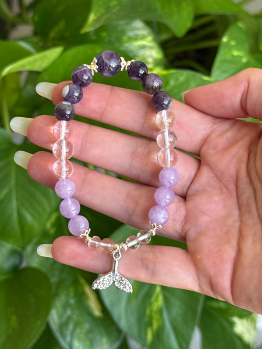 Amethyst & Clear Quartz Mermaid Bracelet