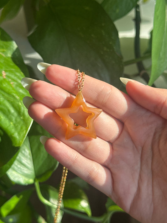 Carnelian Star Gold Necklace