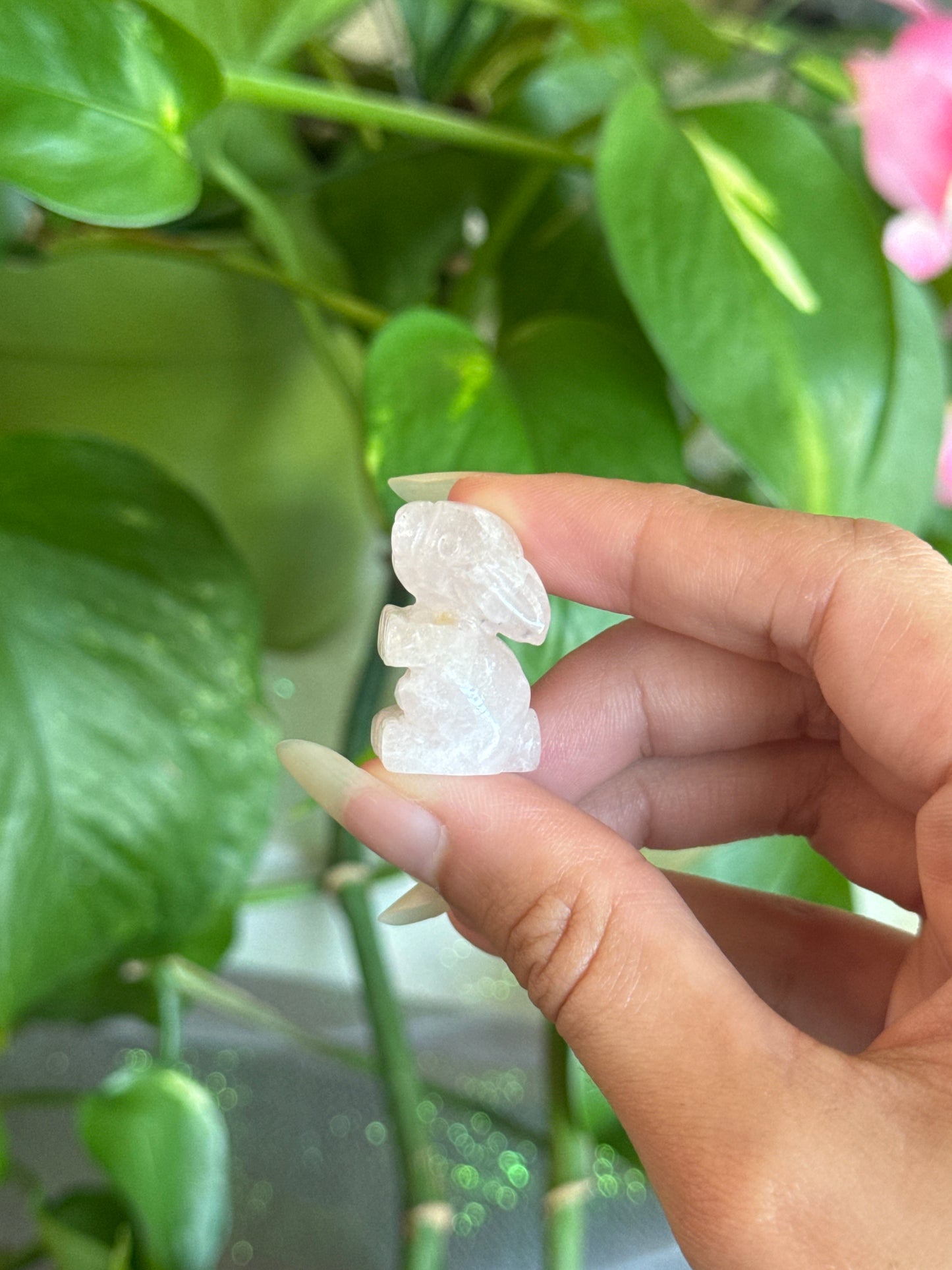 Rose Quartz Bunny Carving