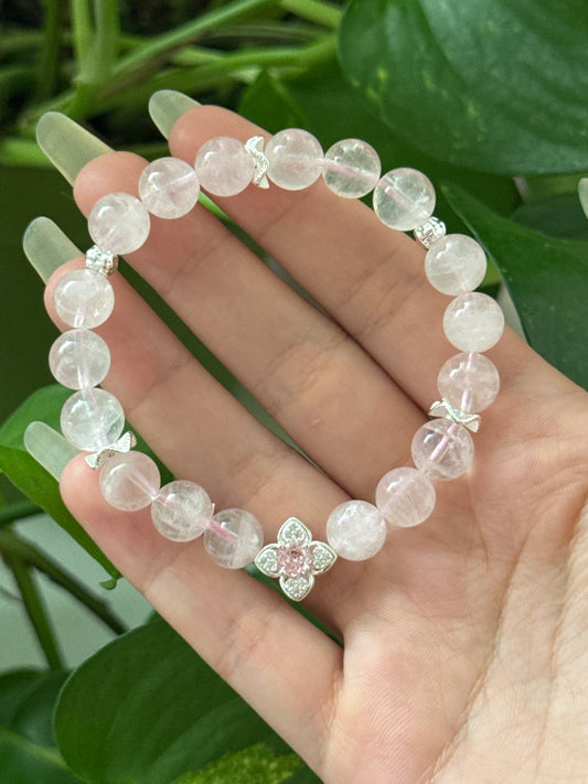 Rose Quartz Flower Bracelet