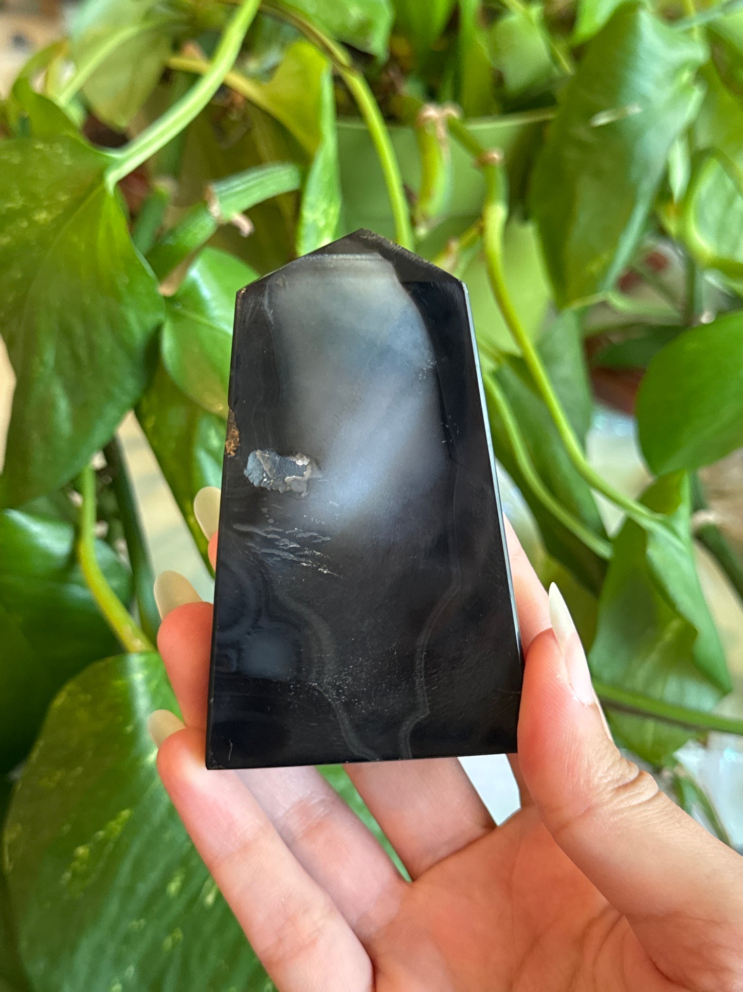 Black Agate & Amethyst Druzy Tower