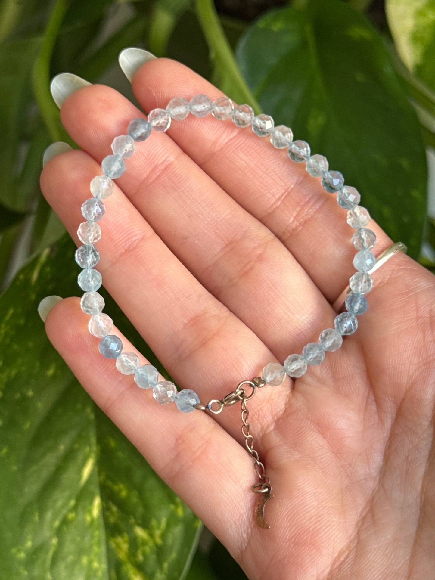 Faceted Aquamarine Adjustable Bracelet