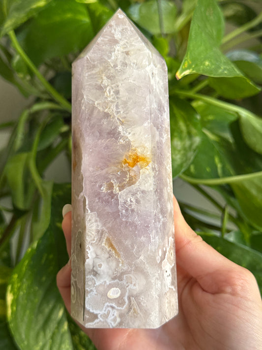 Large Pink Amethyst & Amethyst & Quartz Tower