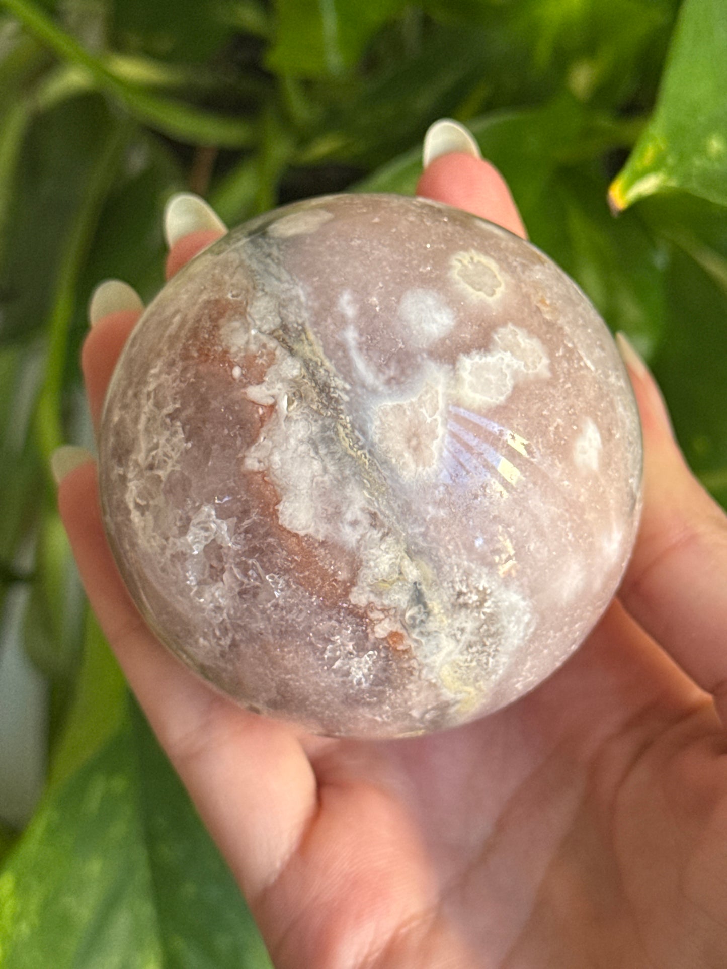 Pink Amethyst & Flower Agate Sphere 65mm