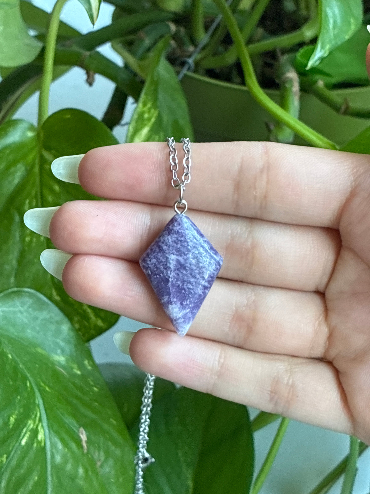 Lepidolite Diamond Necklace