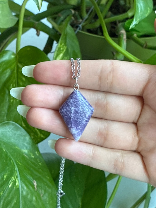 Lepidolite Diamond Necklace