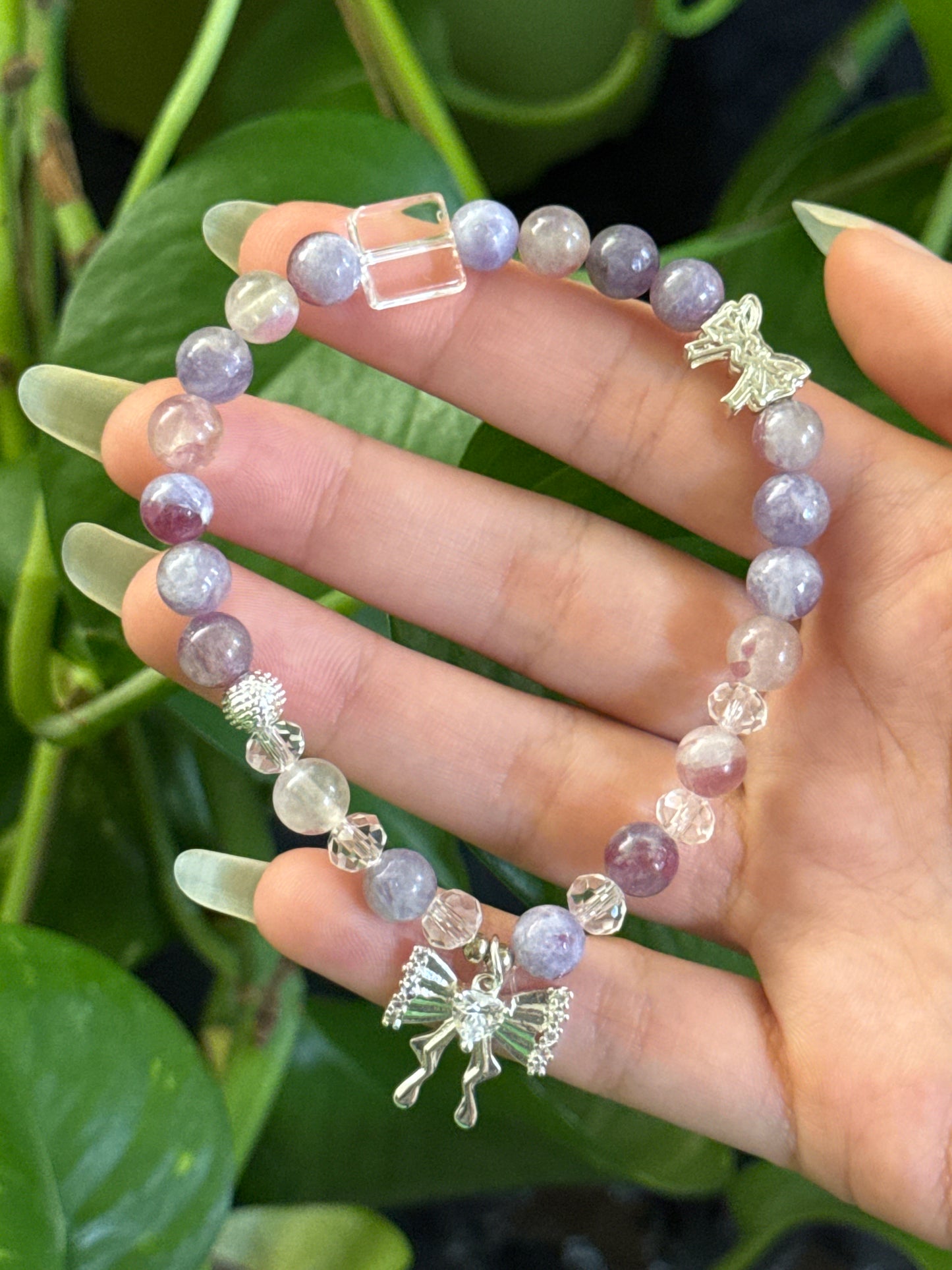 Unicorn Stone & Clear Quartz Bow Bracelet
