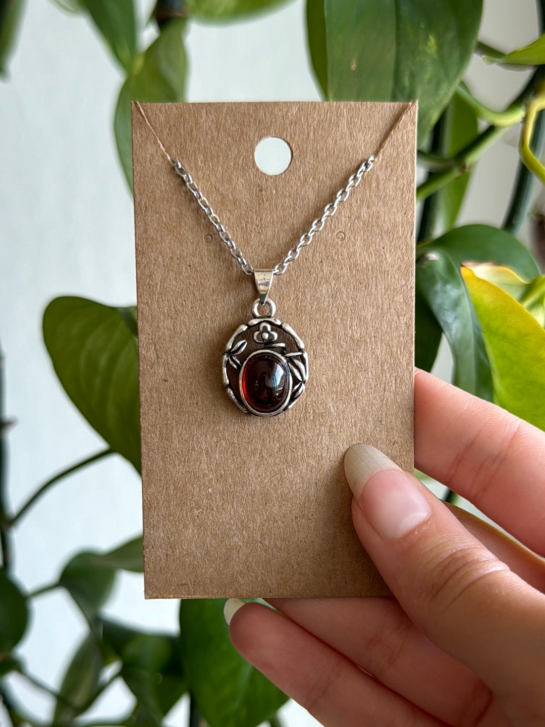 Garnet Flower Necklace