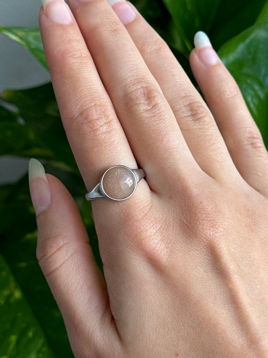 Peach Moonstone Adjustable Ring