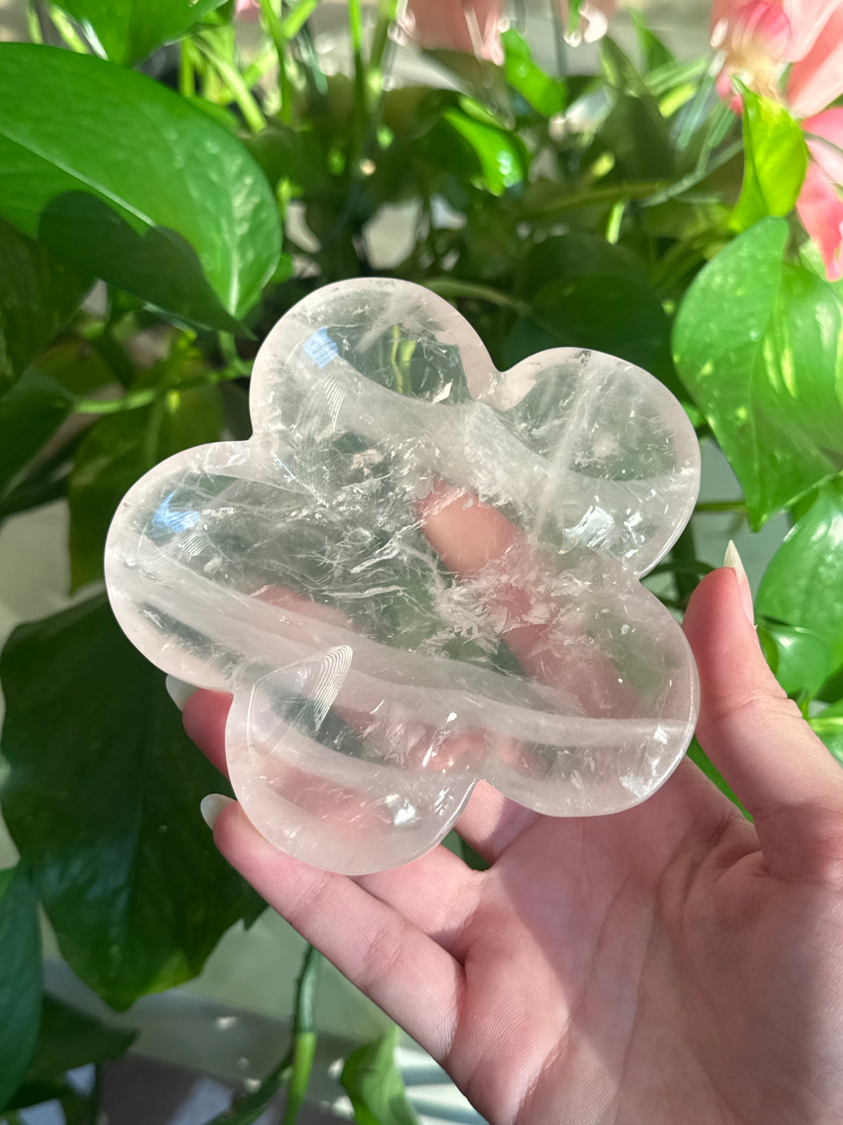 Rose Quartz Flower Bowl