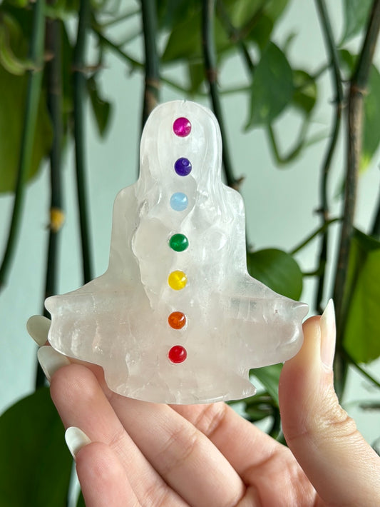 Chakra Rose Quartz Meditating Lady