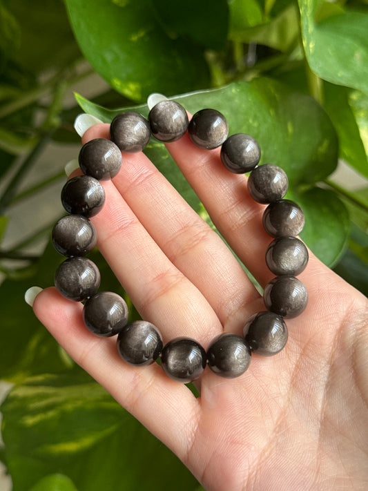 High Grade Silver Sheen Obsidian Bracelet