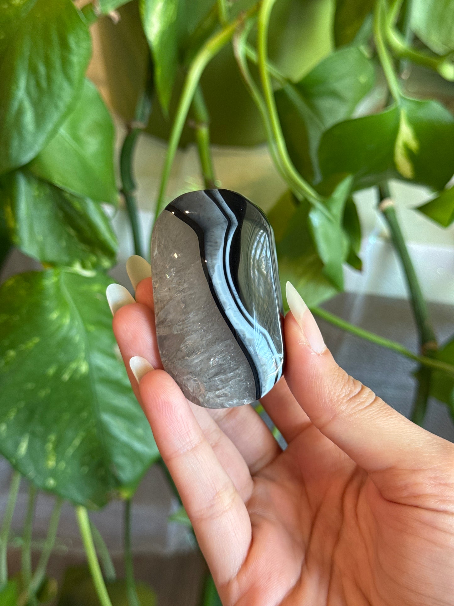 Banded Black Agate Moody Palmstone