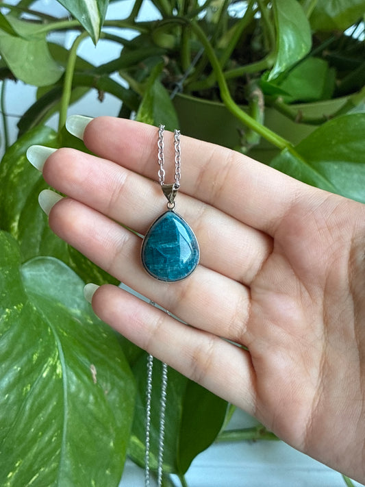 Blue Apatite Teardrop Necklace
