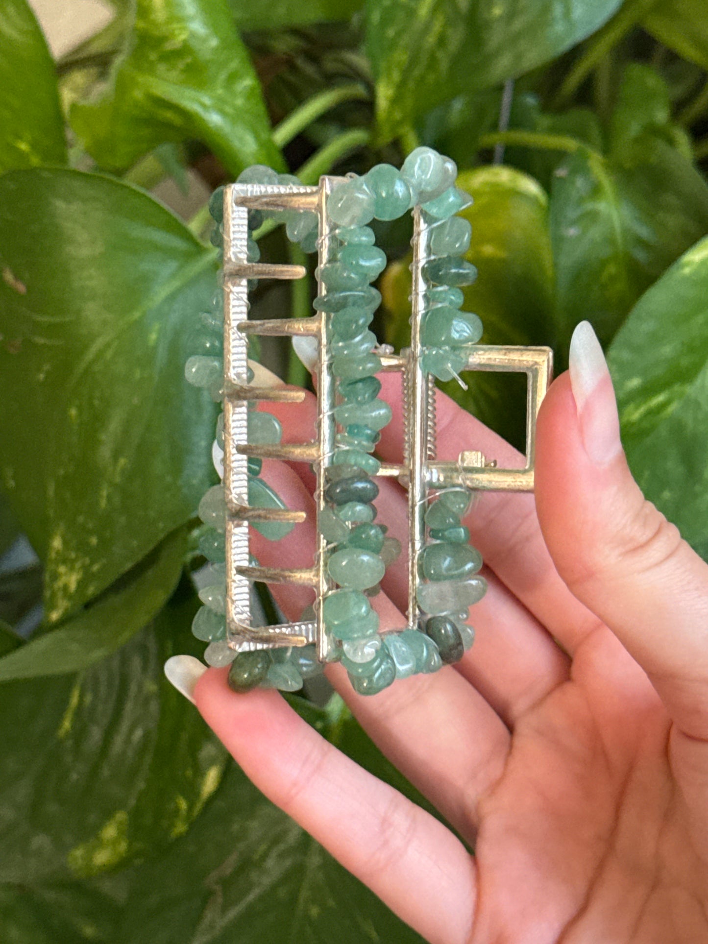 Green Aventurine Rectangle Hairclip