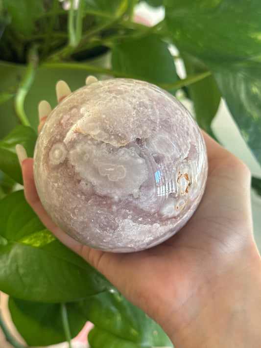 Dreamy Pastel Pink Amethyst & Flower Agate & Quartz Sphere