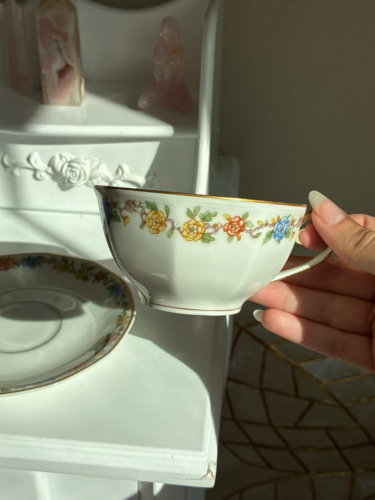 Multi Colored Petunias Tea Set